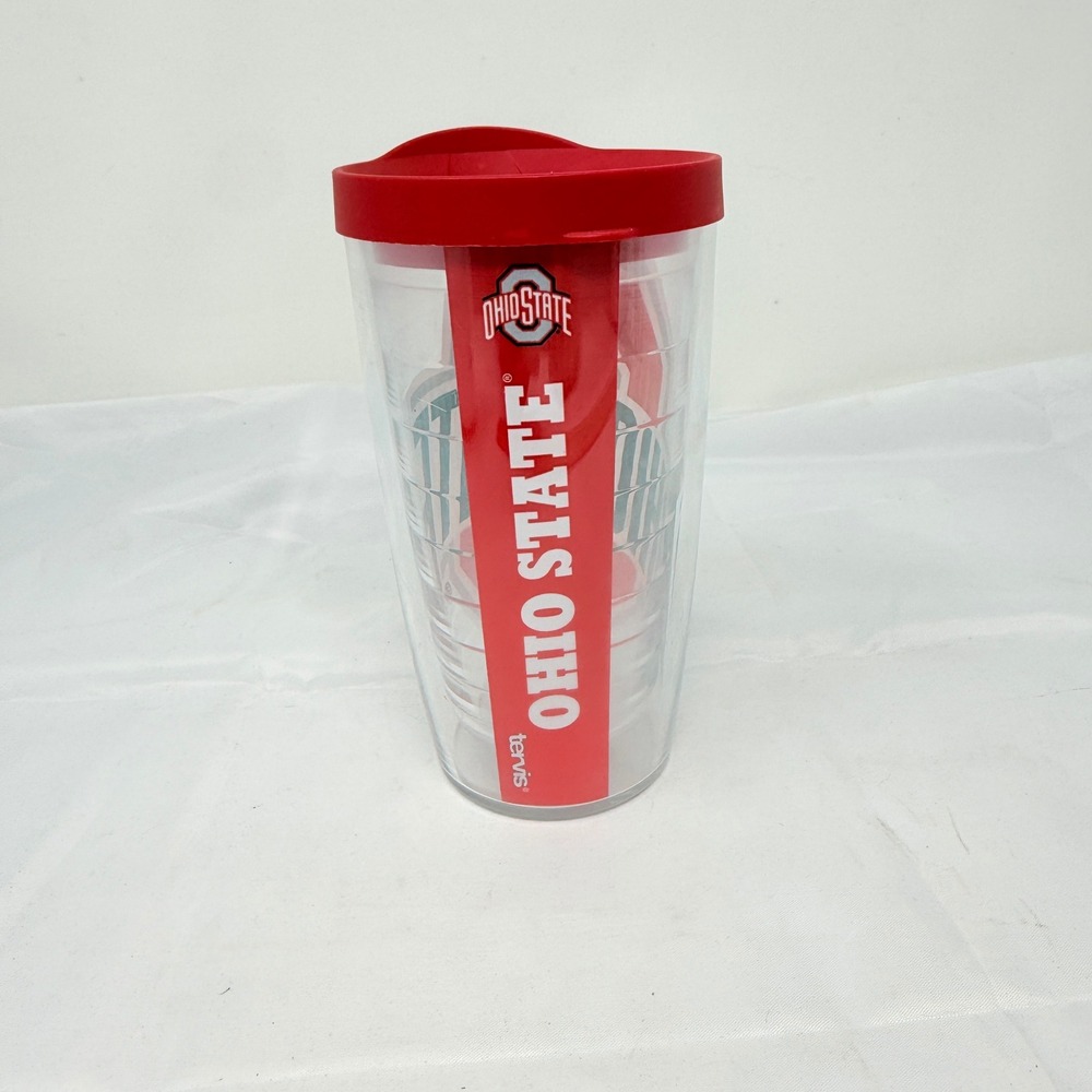 Tervis Ohio State Buckeyes Insulated Tumbler with Red Lid 16oz Clear Cup